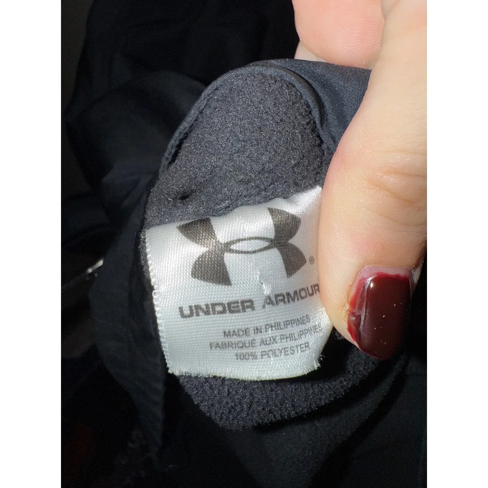 Under Armour Mens Black White Athletic Track Jacket Full‎ Zip Size LG